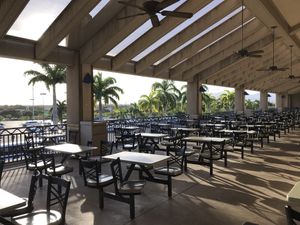 The outdoor lanai seating was balmy and we had it all to ourselves as all the other diners opted for the air conditioned food court seating—not us!  at India Cafe Curry Express NEX - Kiosk in Honolulu