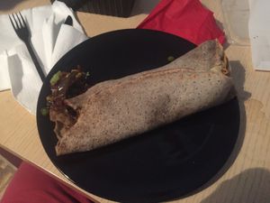 The very good stuffed buckwheat pancake at Vikasha Street in Belgrade