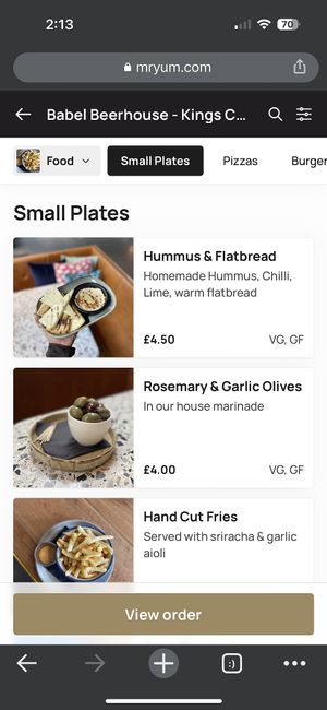 Vegan option   at Babel Beerhouse in North London