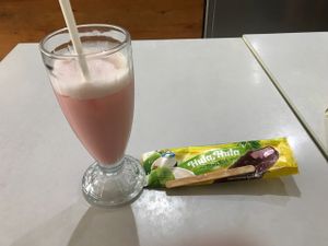 Soya milk shake and chocolate ice cream lolly at Loving Hut - Malioboro in 