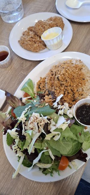 Crispy Patty w/ brown rice #Veganuary at Happiness Cafe in San Jose