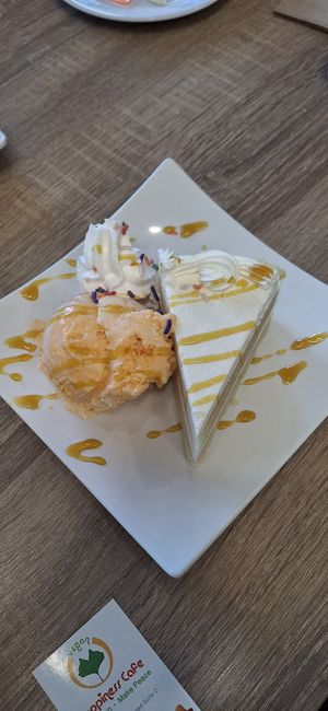 Orange-Vanilla Ice cream and Guava Cake #Veganuary at Happiness Cafe in San Jose