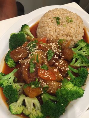  Sweet and sour “pork” dish  at Happiness Cafe in San Jose