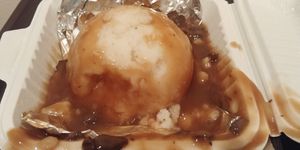 $5.50 Mashed Potatoes with extra gravy: nice option at Happiness Cafe in San Jose