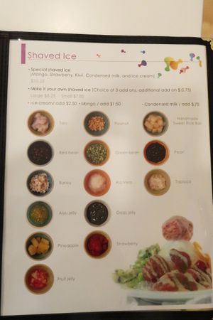 Menu at Happiness Cafe in San Jose