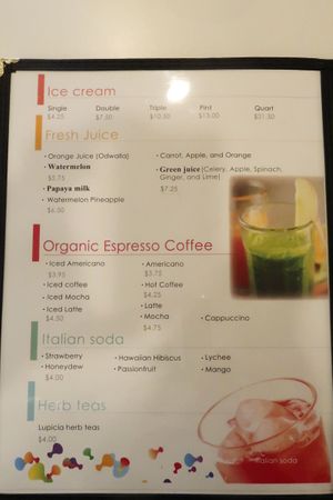 Menu at Happiness Cafe in San Jose