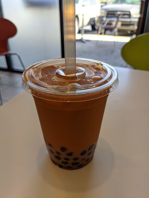 Thai iced tea with pearl at Happiness Cafe in San Jose
