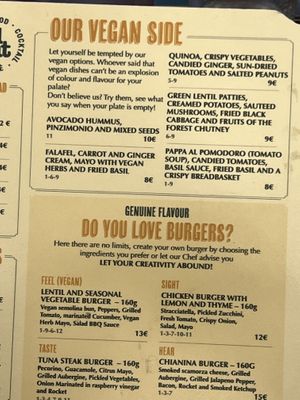 Vegan menu options  at Blend Eat in Florence