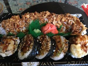 Crunchy roll and mushroom maki! Delicious  at Vegan Plate in Chicago