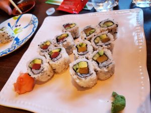 Not so Salmon and Not so Tuna Deluxe Rolls at Vegan Plate in Chicago