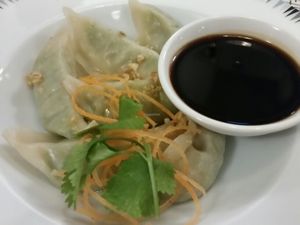 steamed dumplings at Vegan Plate in Chicago
