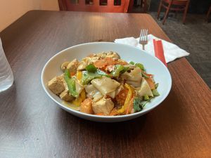 Drunken Noodles with tofu  at Vegan Plate in Chicago
