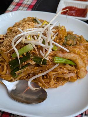 Pad Thai with "Shrimp" at Vegan Plate in Chicago