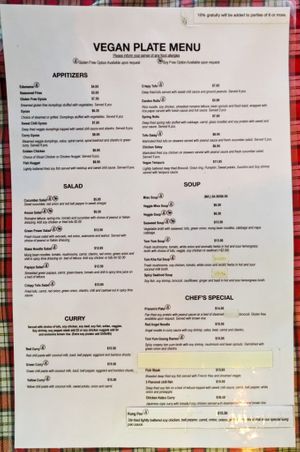 Menu page at Vegan Plate at Vegan Plate in Chicago