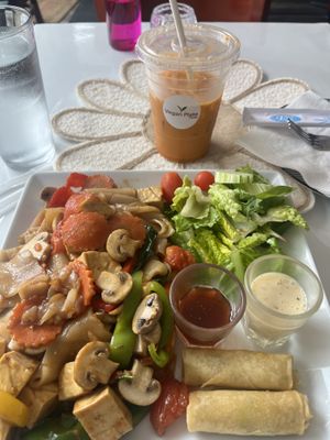 Drunken noodles plate   at Vegan Plate in Chicago