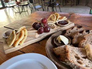 Sourdough bread & cheeseboard at Powerplant Lisbon in Lisbon