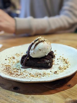 Brownie & ice cream at Powerplant Lisbon in Lisbon