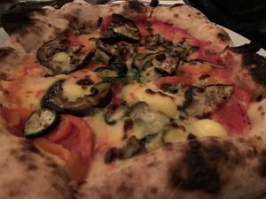 Pizza with VG cheese   at Fratelli in Wellington