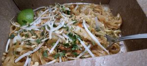 Pad Thai with fresh lime at Yum Yum Noodle Bar in Woodstock