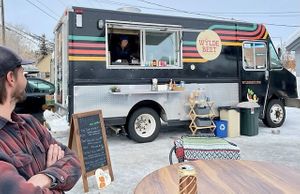 Cute truck with an awesome place to gather, even in the winter! at The Wylde Beet in Hailey