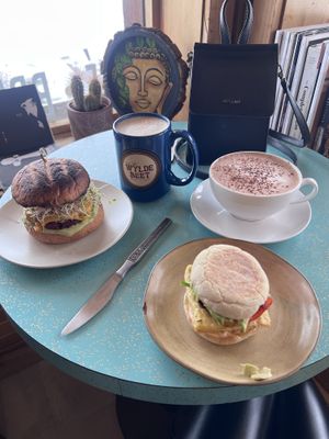 Beet burger, eggy sandwich, hot cocoa  at The Wylde Beet in Hailey