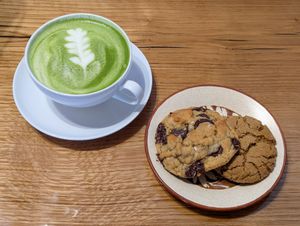Matcha Latte, Chocolate Chip Cookie, and Ginger Cookie at The Wylde Beet in Hailey