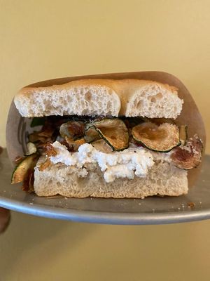 Focaccia with ricotta and zucchine at don Fred in Newtown