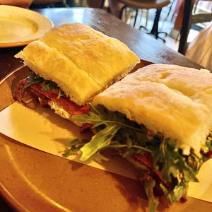 Daily focaccia with vegan baconn  at don Fred in Newtown