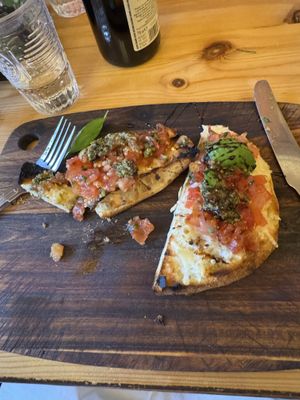 Bruschetta with vegan cheesee  at La Dolce Tavola in Rugby