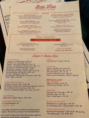 Drink Menu  at State Fare Kitchen & Bar - The Woodlands in The Woodlands