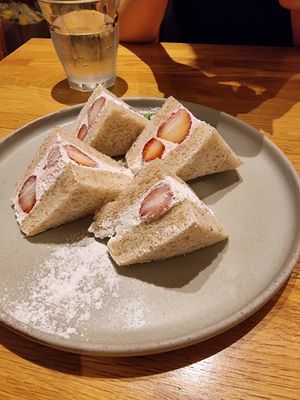 Strawberry sando at Asakara Good Store in Osaka