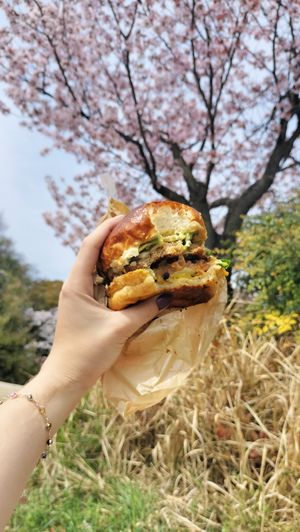 Yummy vegan burger at Asakara Good Store in Osaka