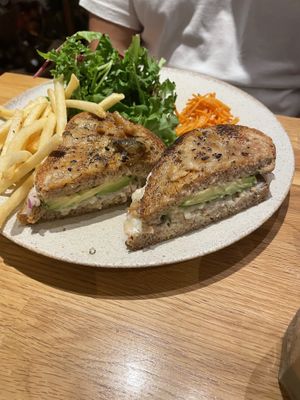Vegan tuna melt  at Asakara Good Store in Osaka