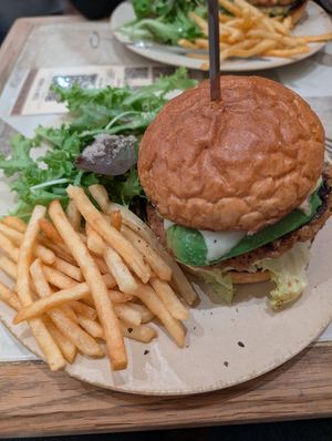 Clearly labelled vegan burger. Very tasty! 5 stars! at Asakara Good Store in Osaka