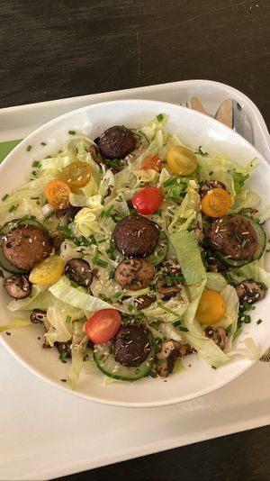 Champignon salad. Fresh and crunchy    at Restaurant Educatorium in Utrecht