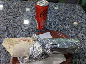 Seitan Dürüm (7€) with cola zerio (2€) - 4/5. at Kaplan Döner - Prenzlauer Berg in Berlin