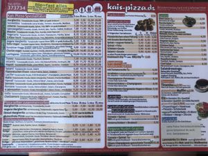 Speisekarte at Kai's Pizza in Karlsruhe