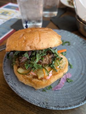 May special - fried mushroom/Asian "chicken" sandwich at The Unicorn Tavern in Grand Haven