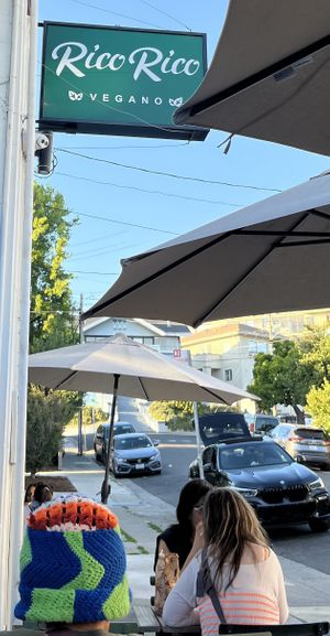 Outside seating beautiful evening. Oakland ca.   at Rico Rico Vegano in Oakland