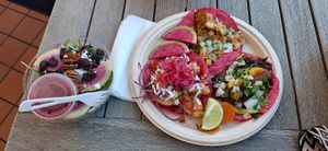 Tacos and Salad at Rico Rico Vegano in Oakland