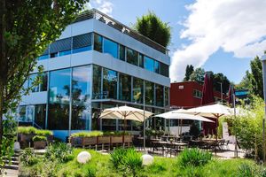 The wöschi terrace in the summer. at Restaurant Wöschi in Zurich