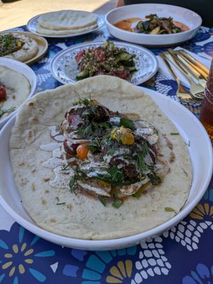 Falafel wrap...pita appears to be made in house. at Sitti's Table in Cody