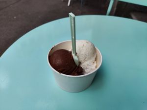 Chocolate sorbet and coconut ice cream at Eisladen in Zurich