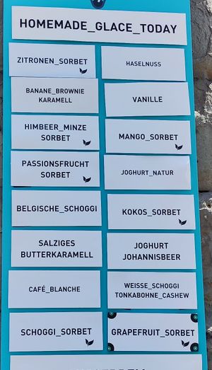 Flavors as of June 2024. Leaves for vegan at Eisladen in Zurich