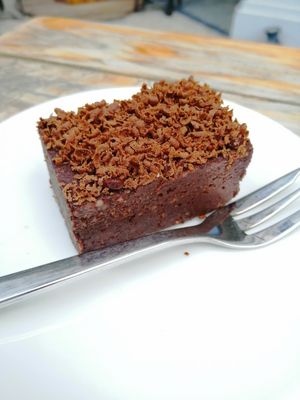 Raw chocolate brownie at Living Food Lab Canggu in Canggu