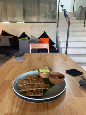 raw, gf, nachos with guac at Living Food Lab Canggu in Canggu
