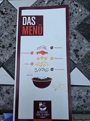 Menu at Koshari Ahl Kairo in Munich
