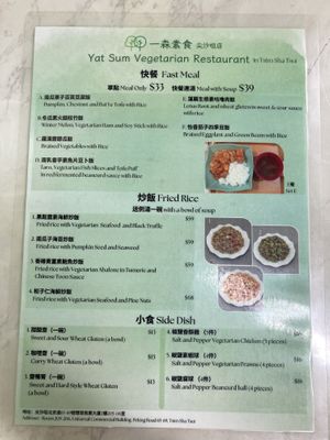 The menu  at Yat Sum Vegetarian - 一森素食 - Tsim Sha Tsui in Kowloon