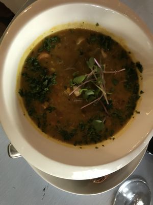 Lentil soup( too salty) at Piccadilly Wine and Chocolate in Parnu
