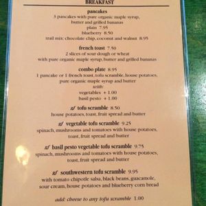 brunch menu at Herbivore - Divisadero in San Francisco